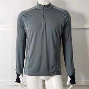 On Running Swiss Shirt Mens Large Green 1/4 Zip Long Sleeve Thumbholes